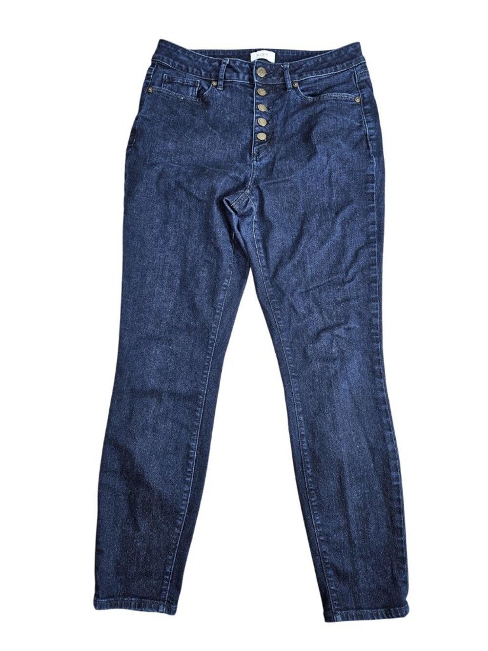 LOFT Curvy Skinny Jeans Womens 8 Blue Dark Wash High Rise Button Fly Stretch